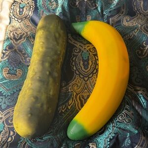 Kids Play Food Set – Yellow Banana & Green Pickle Plush Toys